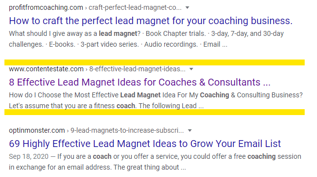 lead magnet for coaches on page 1