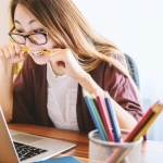 Girl staring at screen