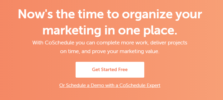 Image source 6. Include a CTA You should include a CTA on your about page to guide your visitors on the next steps they should take. You need to help them gain a sense of direction to either contact your support team, schedule a product demo, try your product for free, join your social media community, or buy your productabout us CTA from CoSchedule