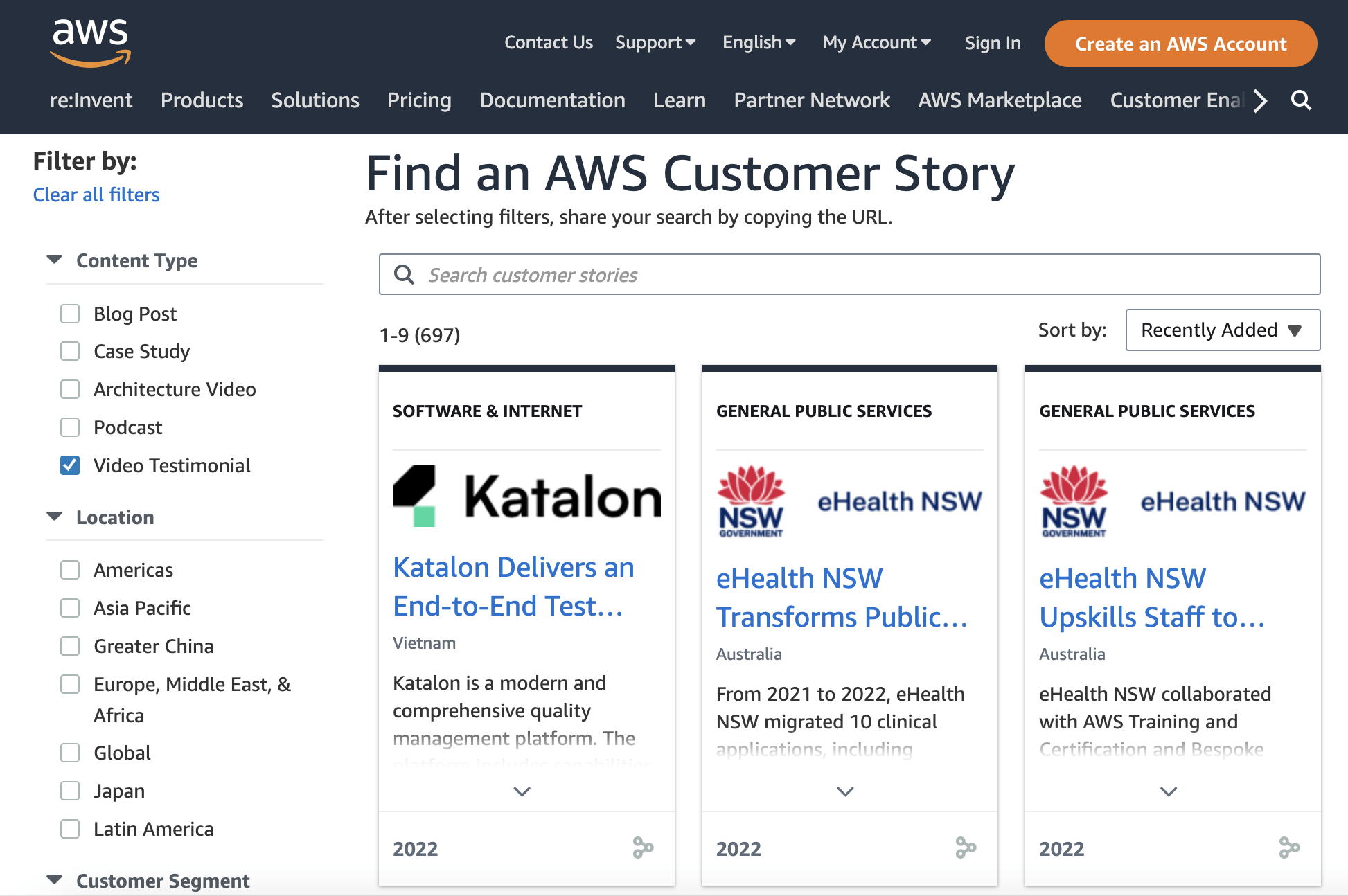 B2B case study filter by content type