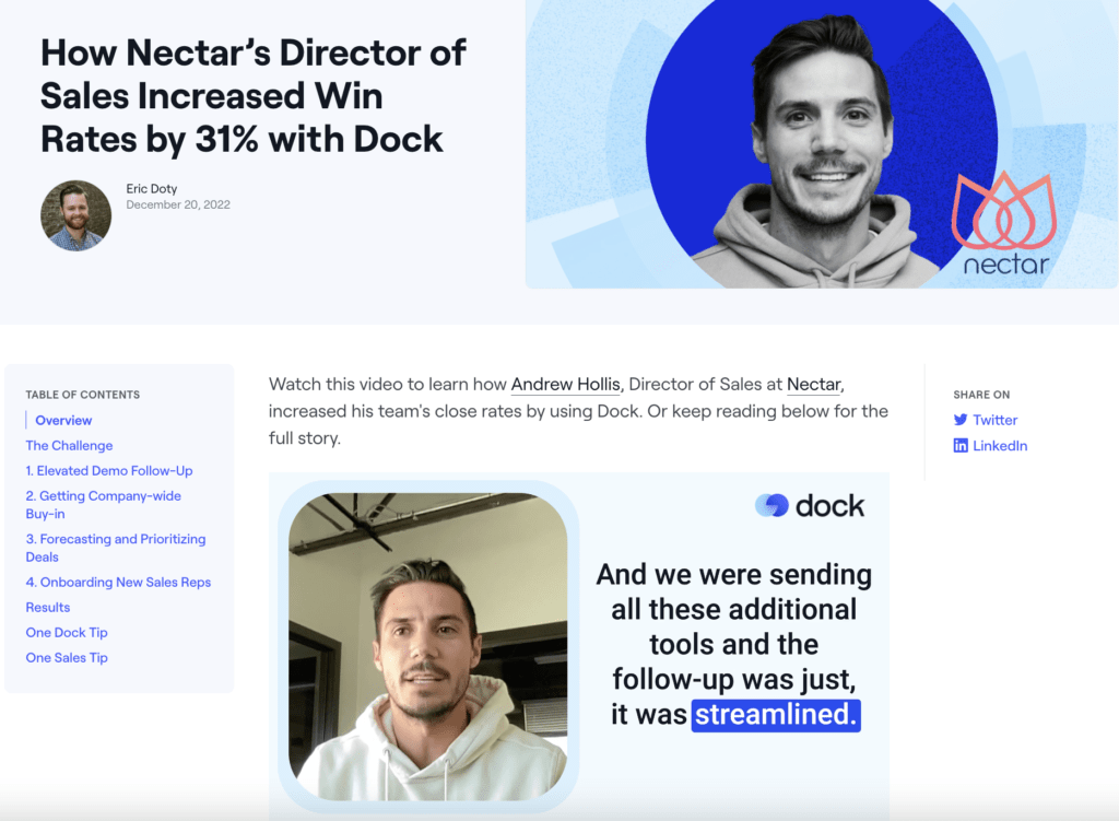 B2B case study example: Dock