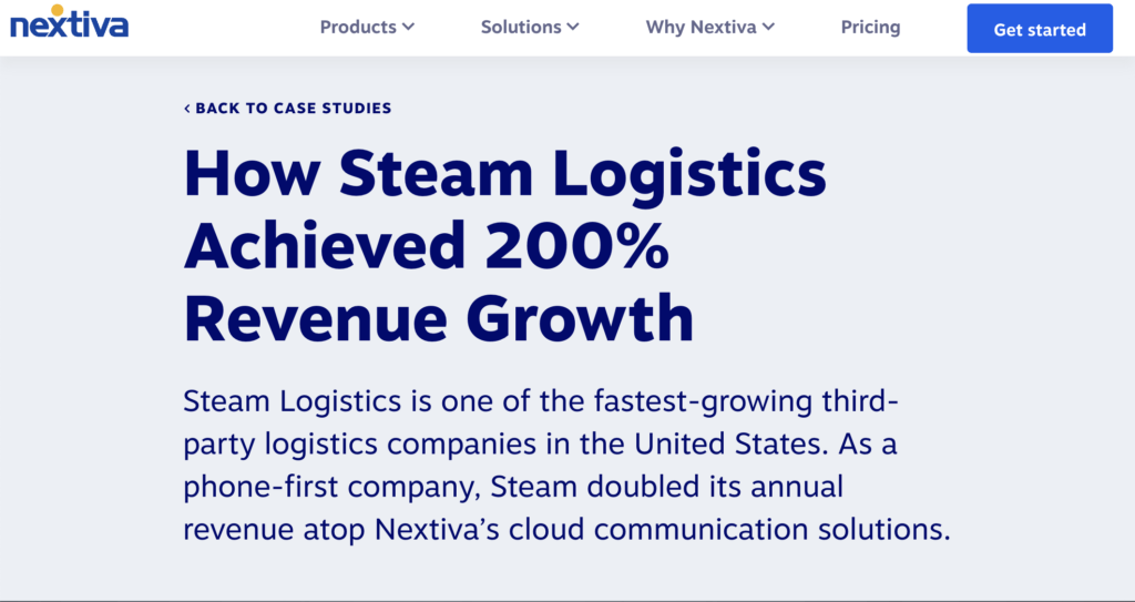 B2B case study example: Nextiva