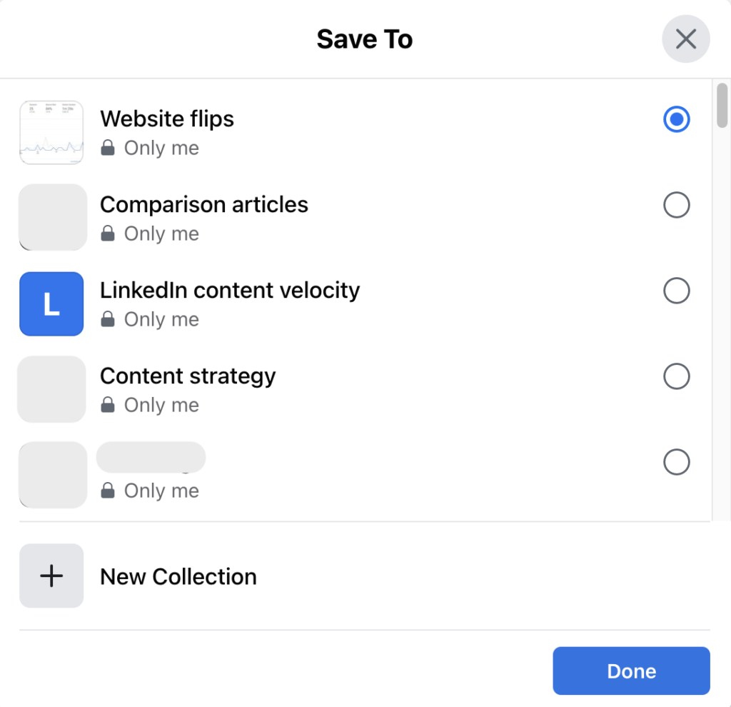 Facebook save feature