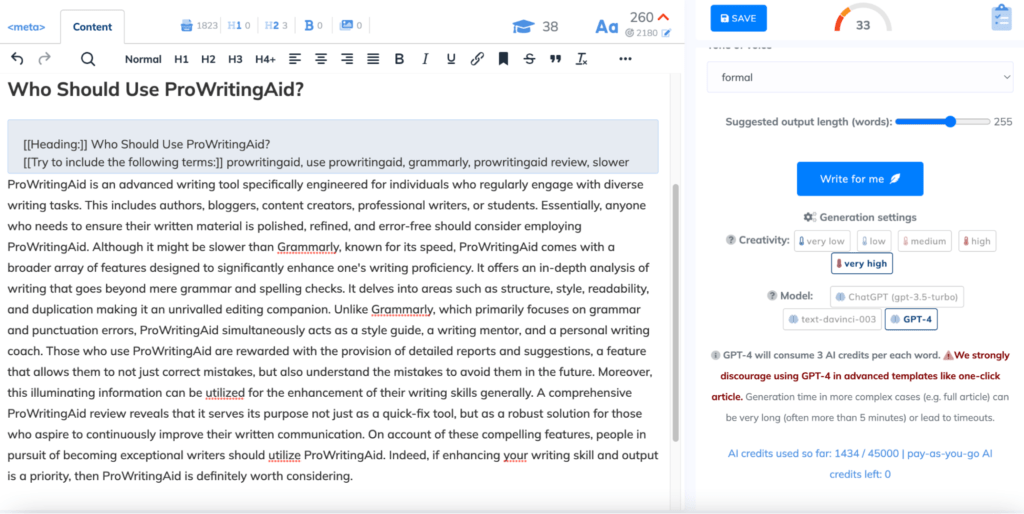 AI paragraph generated in NeuronWriter