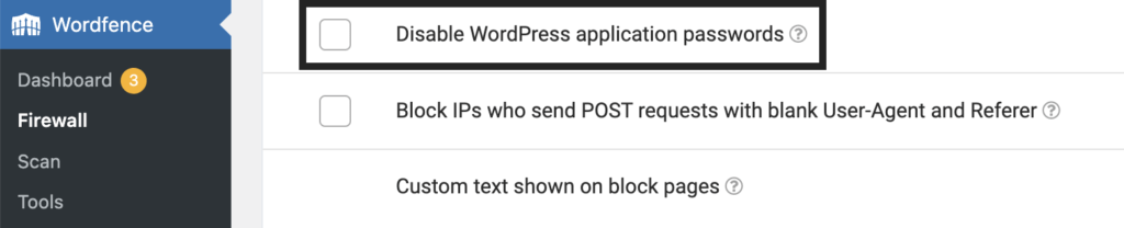 Disabling WordPress application passwords