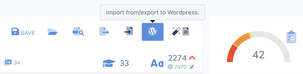 Wordpress icon in NeuronWriter