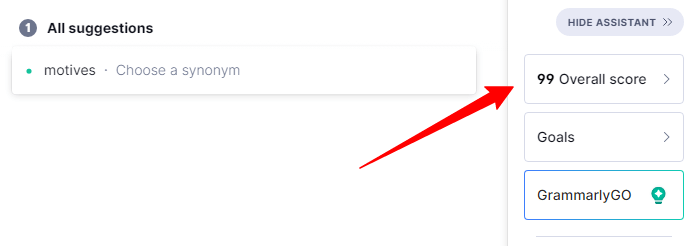Grammaly overall score