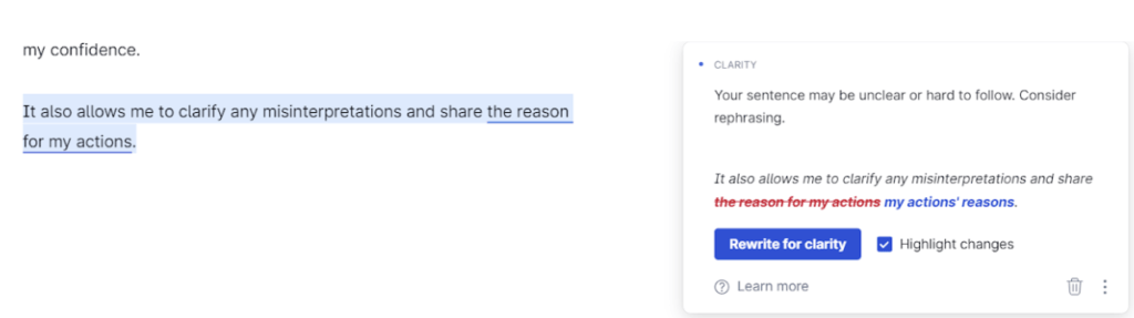 Grammarly's accuracy of suggestions.